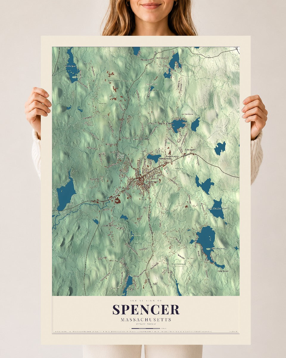 Spencer, Massachusetts map print - 24 x 36 archival matte print