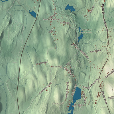 Terrain and local geography detail from the Spencer, Massachusetts map