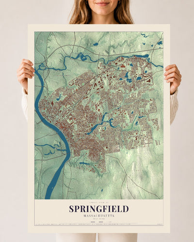 Springfield, Massachusetts map print - 24 x 36 archival matte print