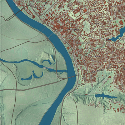 Terrain and local geography detail from the Springfield, Massachusetts map