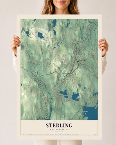 Sterling, Massachusetts map print - 24 x 36 archival matte print