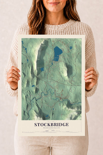 Stockbridge, Massachusetts map print - 12 x 18 archival matte print