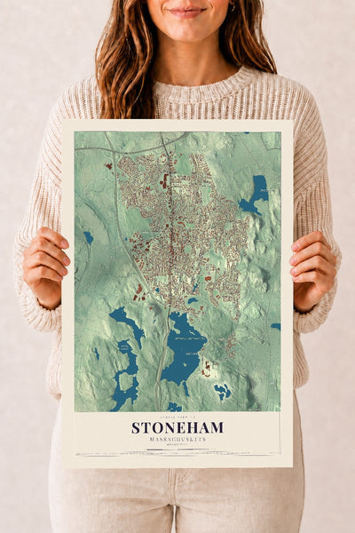 Stoneham, Massachusetts map print - 12 x 18 archival matte print