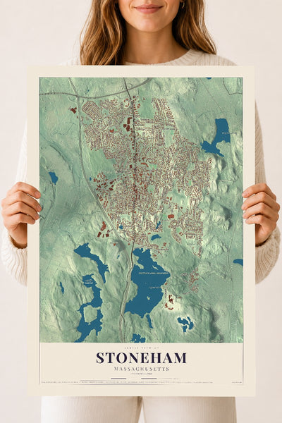 Stoneham, Massachusetts map print - 18 x 24 archival matte print