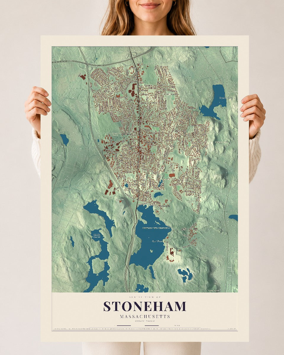 Stoneham, Massachusetts map print - 24 x 36 archival matte print
