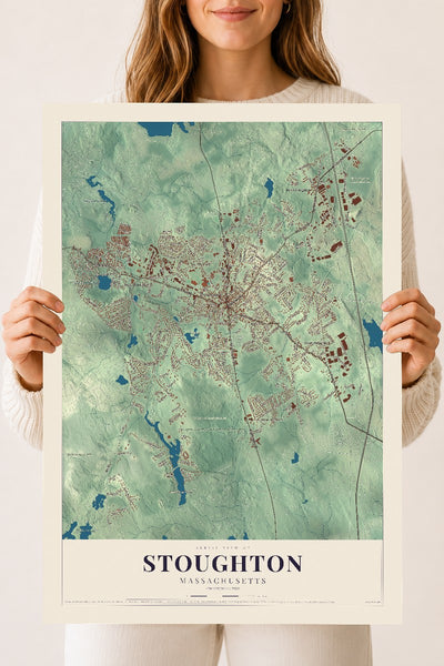 Stoughton, Massachusetts map print - 18 x 24 archival matte print