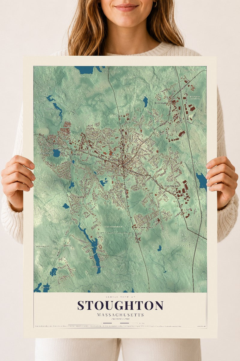 Stoughton, Massachusetts map print - 18 x 24 archival matte print