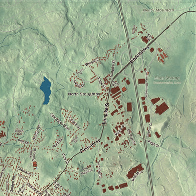 Terrain and local geography detail from the Stoughton, Massachusetts map