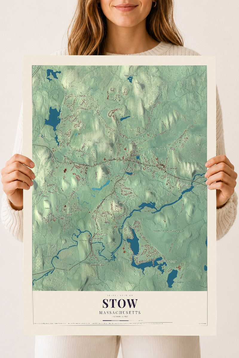 Stow, Massachusetts map print - 18 x 24 archival matte print