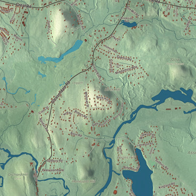 Terrain and local geography detail from the Stow, Massachusetts map