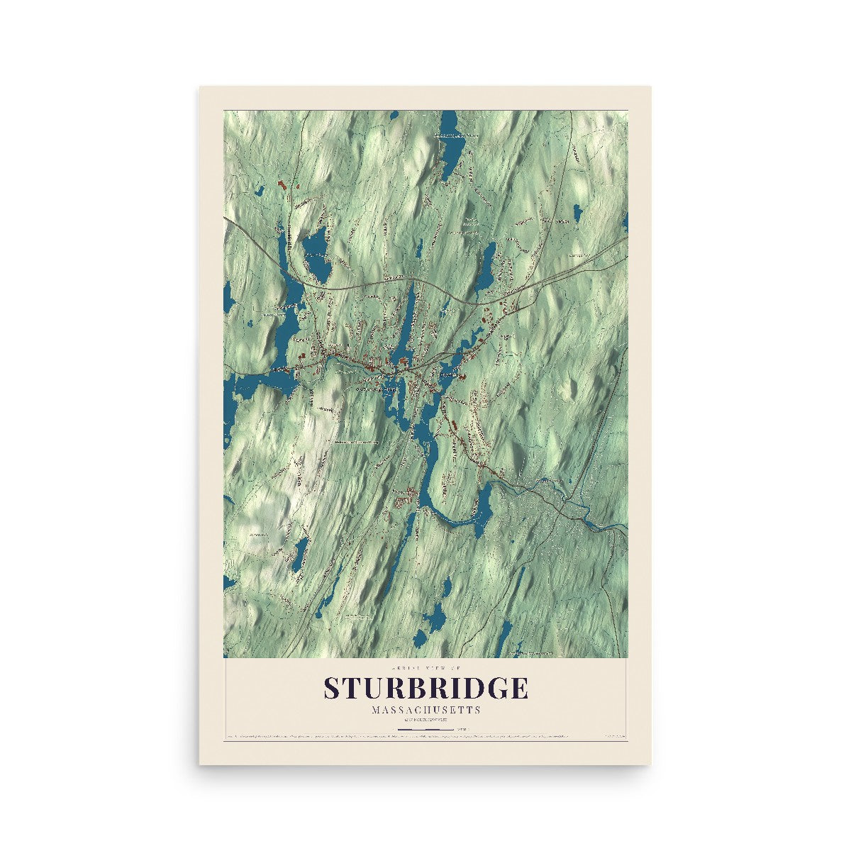 Map of Sturbridge, Massachusetts, 12 x 18 inch unframed archival matte print