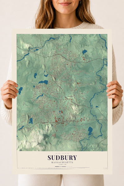 Sudbury, Massachusetts map print - 18 x 24 archival matte print