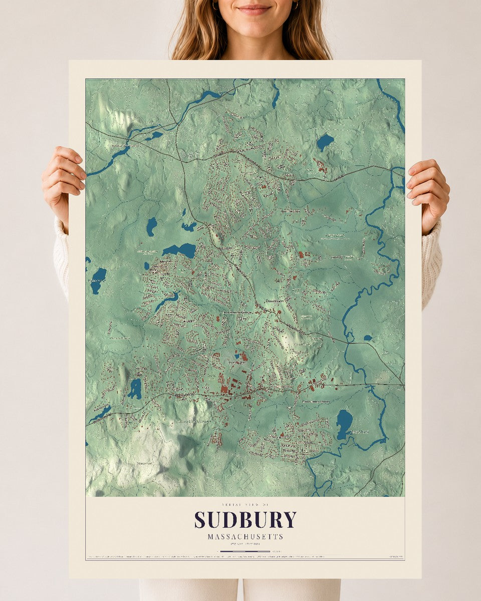 Sudbury, Massachusetts map print - 24 x 36 archival matte print