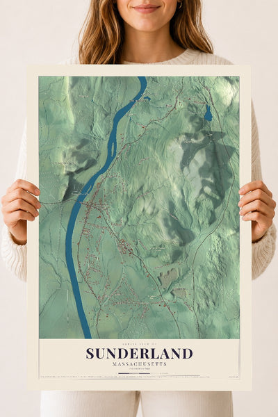 Sunderland, Massachusetts map print - 18 x 24 archival matte print