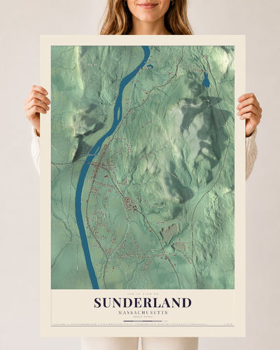 Sunderland, Massachusetts map print - 24 x 36 archival matte print