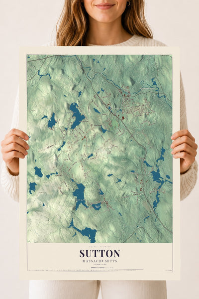Sutton, Massachusetts map print - 18 x 24 archival matte print