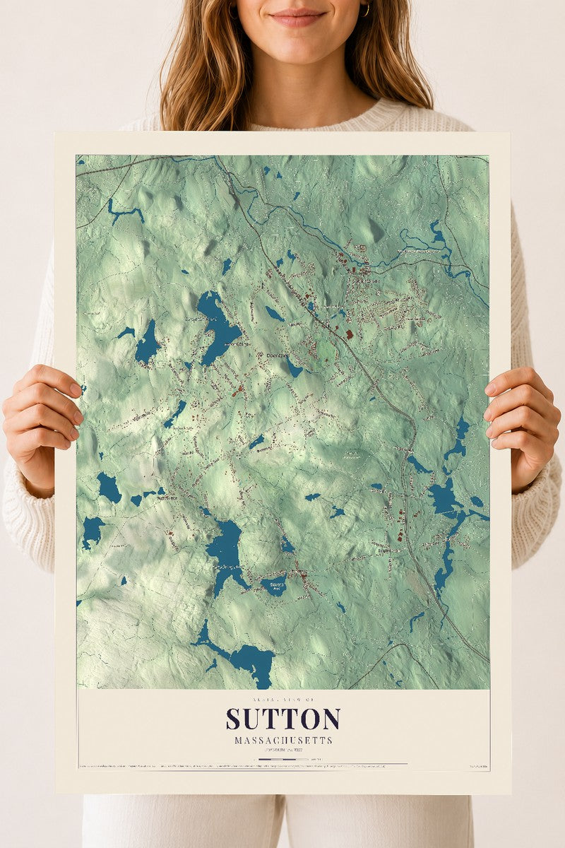 Sutton, Massachusetts map print - 18 x 24 archival matte print