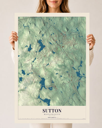 Sutton, Massachusetts map print - 24 x 36 archival matte print