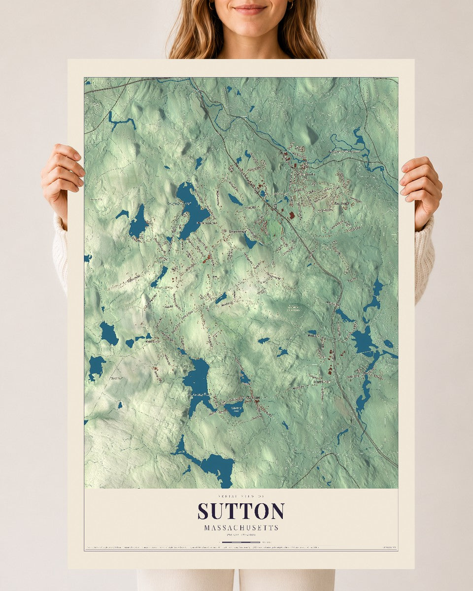 Sutton, Massachusetts map print - 24 x 36 archival matte print