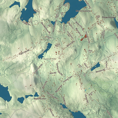 Terrain and local geography detail from the Sutton, Massachusetts map