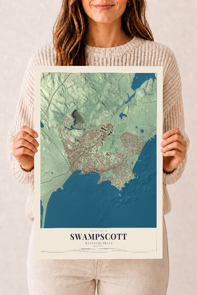 Swampscott, Massachusetts map print - 12 x 18 archival matte print