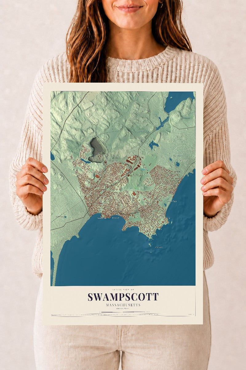 Swampscott, Massachusetts map print - 12 x 18 archival matte print