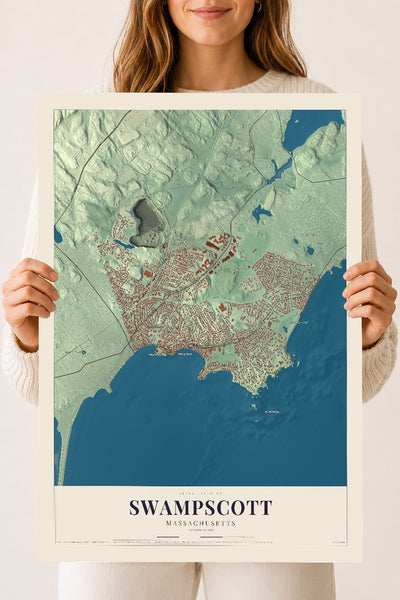 Swampscott, Massachusetts map print - 18 x 24 archival matte print