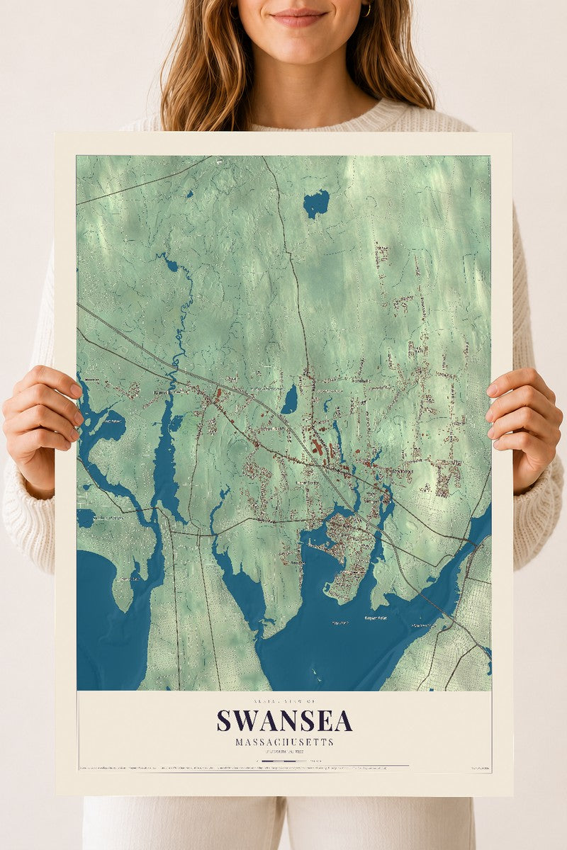 Swansea, Massachusetts map print - 18 x 24 archival matte print