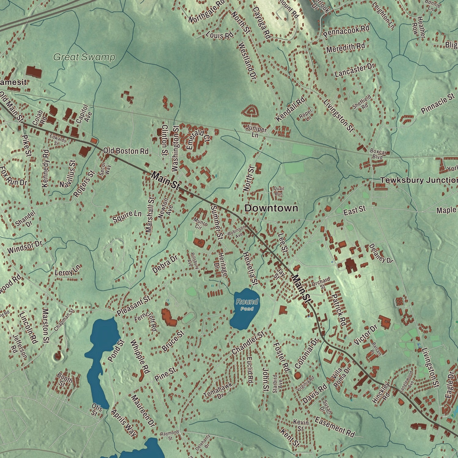 Street and neighborhood detail from the Tewksbury, Massachusetts map