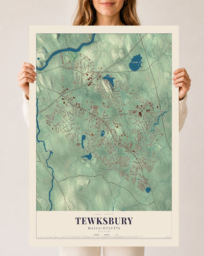 Tewksbury, Massachusetts map print - 24 x 36 archival matte print