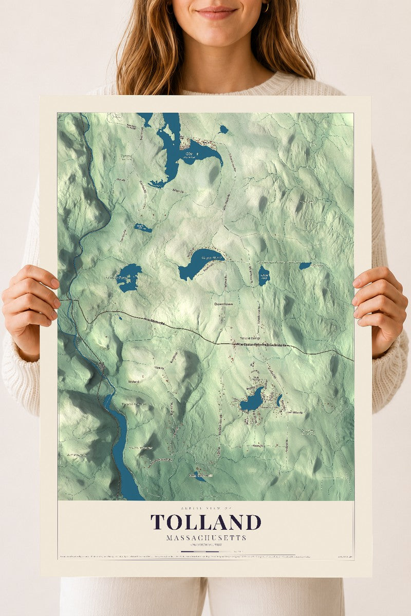 Tolland, Massachusetts map print - 18 x 24 archival matte print