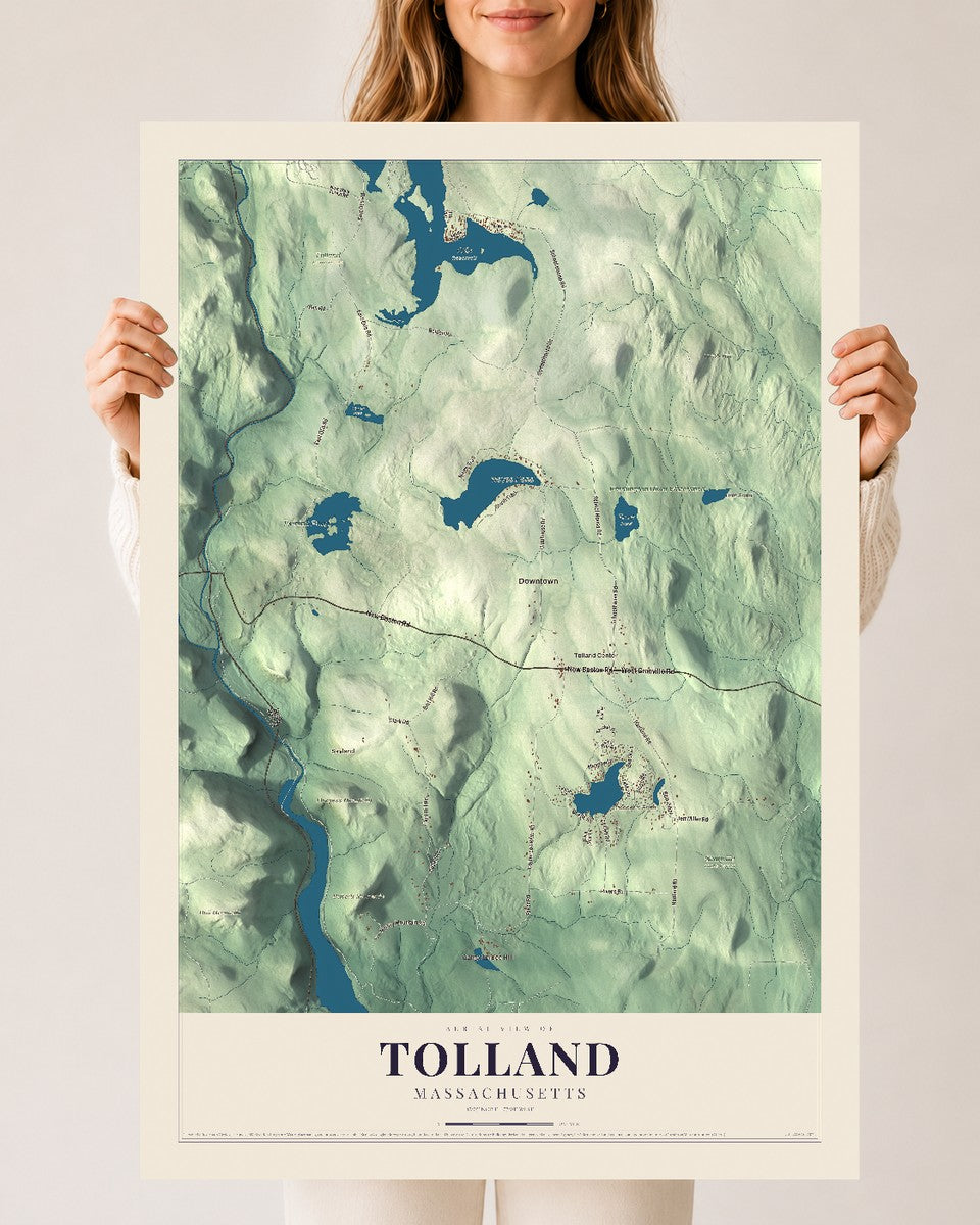Tolland, Massachusetts map print - 24 x 36 archival matte print