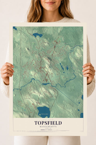 Topsfield, Massachusetts map print - 18 x 24 archival matte print