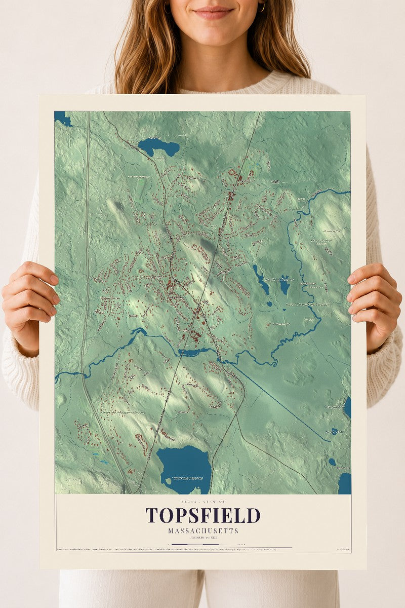 Topsfield, Massachusetts map print - 18 x 24 archival matte print