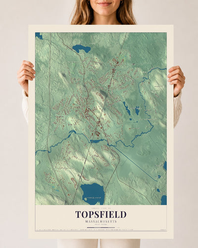 Topsfield, Massachusetts map print - 24 x 36 archival matte print