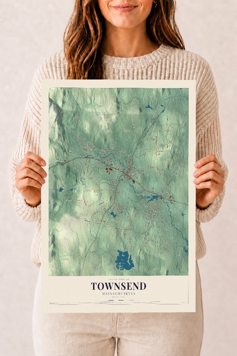 Townsend, Massachusetts map print - 12 x 18 archival matte print