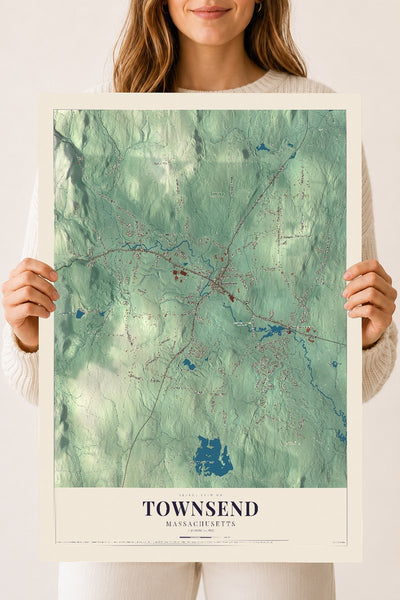Townsend, Massachusetts map print - 18 x 24 archival matte print