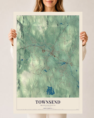 Townsend, Massachusetts map print - 24 x 36 archival matte print