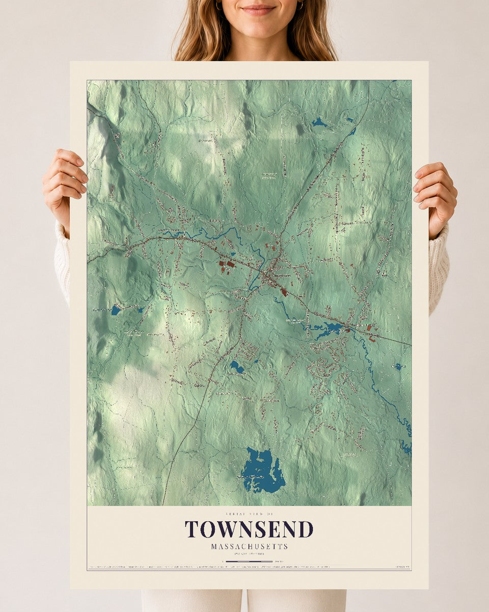Townsend, Massachusetts map print - 24 x 36 archival matte print