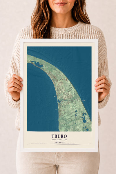 Truro, Massachusetts map print - 12 x 18 white Ayous wood frame