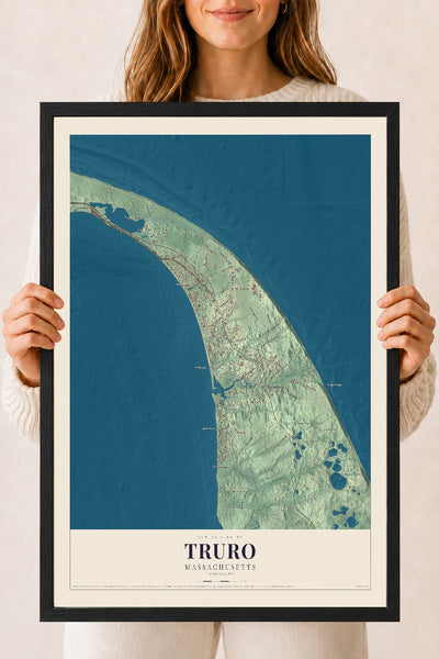 Truro, Massachusetts map print - 18 x 24 black Ayous wood frame