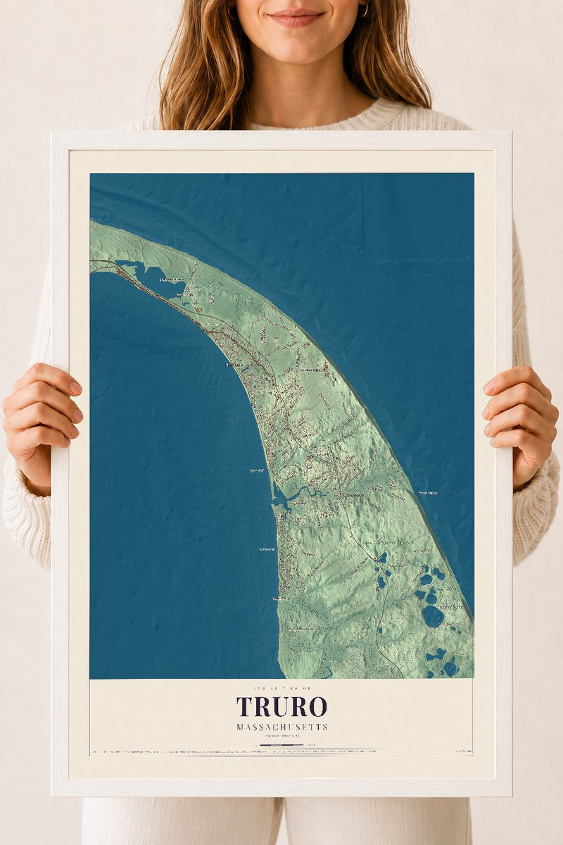 Truro, Massachusetts map print - 18 x 24 white Ayous wood frame