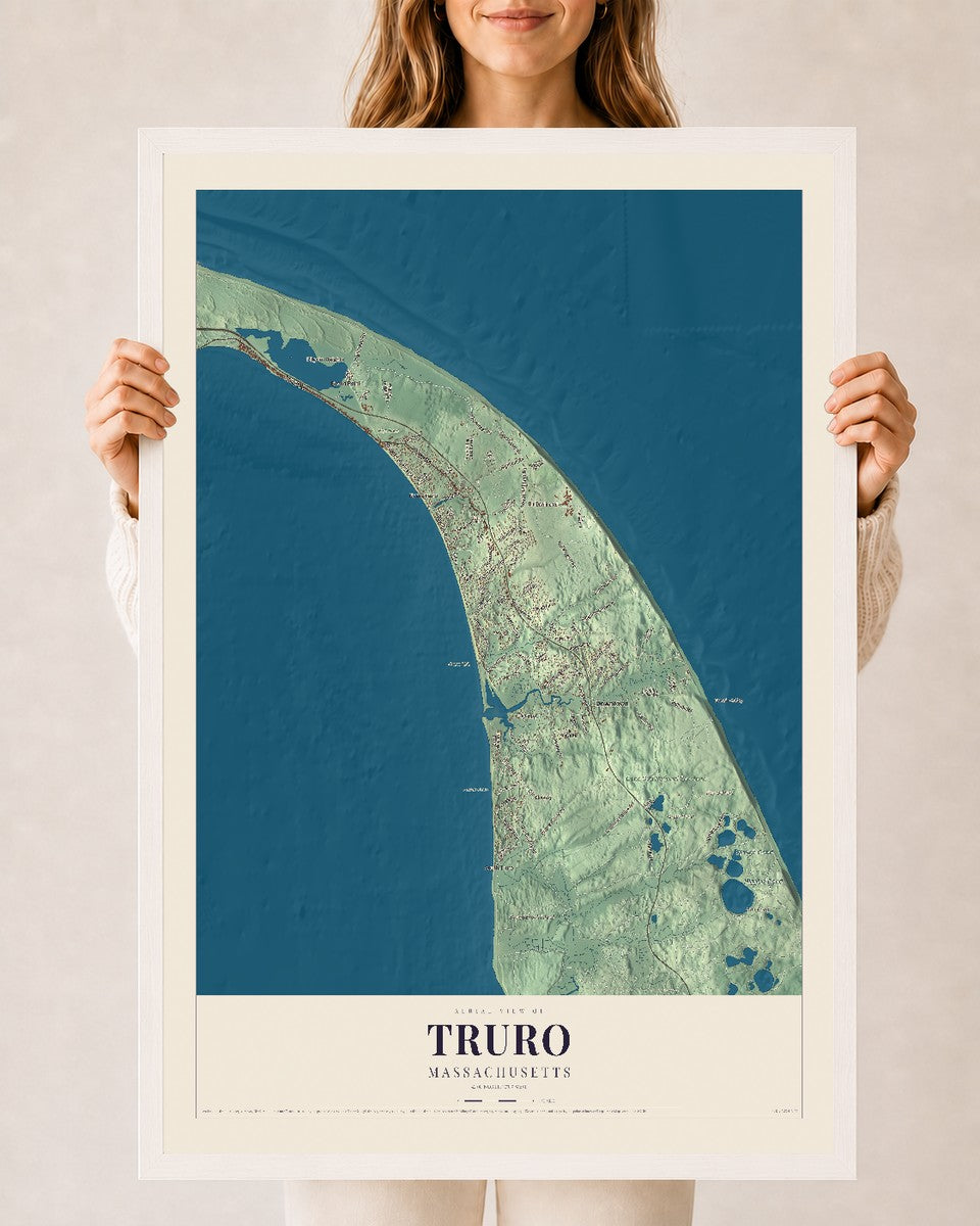 Truro, Massachusetts map print - 24 x 36 white Ayous wood frame