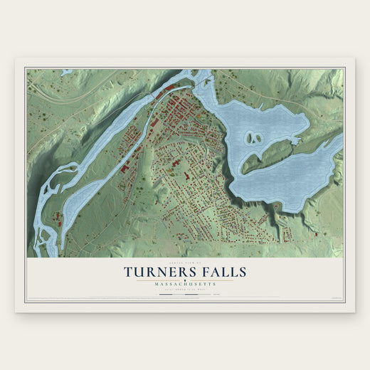 Turners Falls, Massachusetts map print, the full design