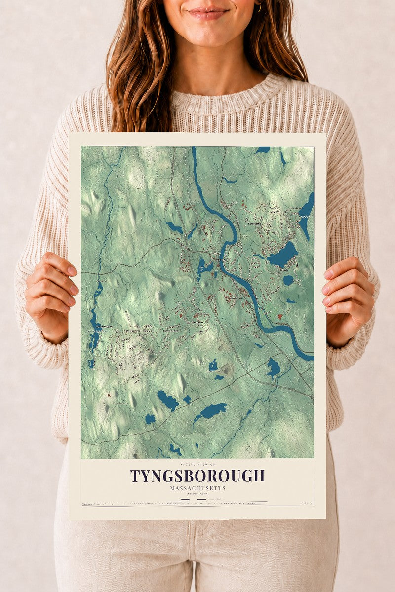 Tyngsborough, Massachusetts map print - 12 x 18 archival matte print