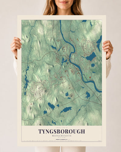 Tyngsborough, Massachusetts map print - 24 x 36 archival matte print
