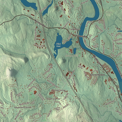 Terrain and local geography detail from the Tyngsborough, Massachusetts map