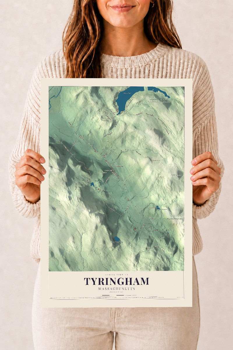 Tyringham, Massachusetts map print - 12 x 18 archival matte print