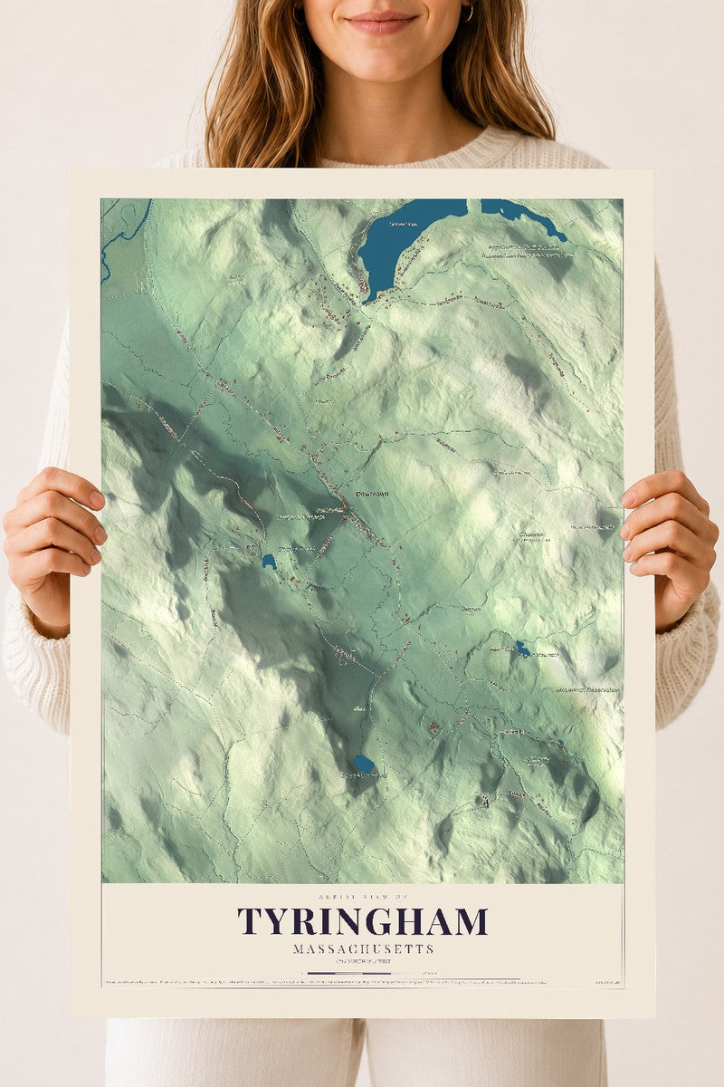 Tyringham, Massachusetts map print - 18 x 24 archival matte print