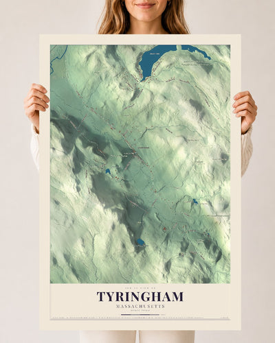 Tyringham, Massachusetts map print - 24 x 36 archival matte print